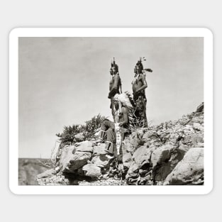Crow Indians On Cliff, 1905. Vintage Photo Magnet